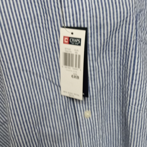 Chaps 6XB blue white stripe short sleeves mop button down embroidered pocket - Picture 10 of 12